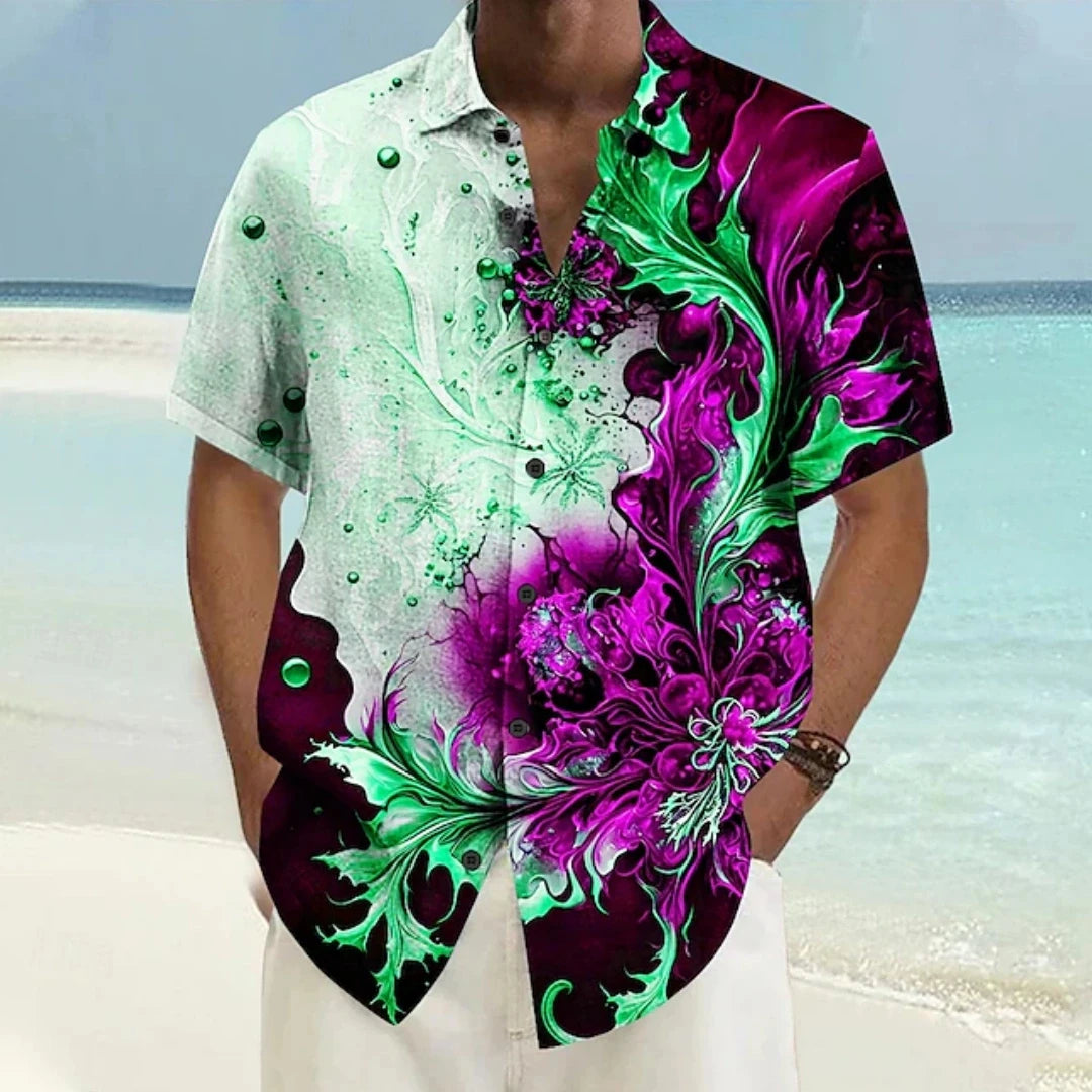 Laser Printed Patterns Summer Loose Men's Shirt