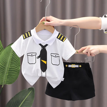 Summer Cotton Short sleeve fashion Suit 2PCS