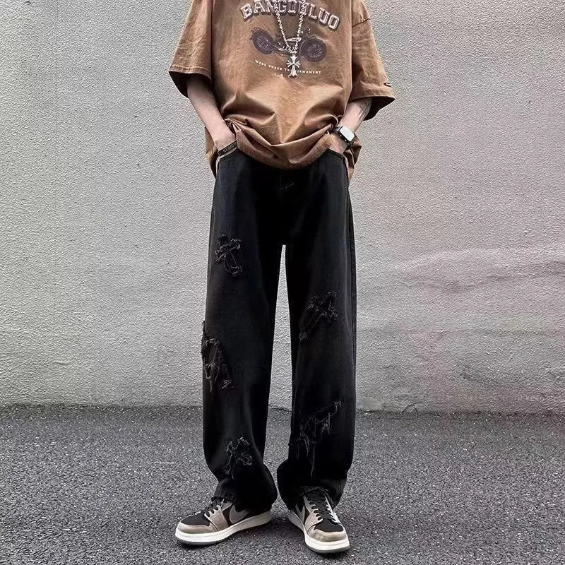 Men Straight Leg Denim Jeans