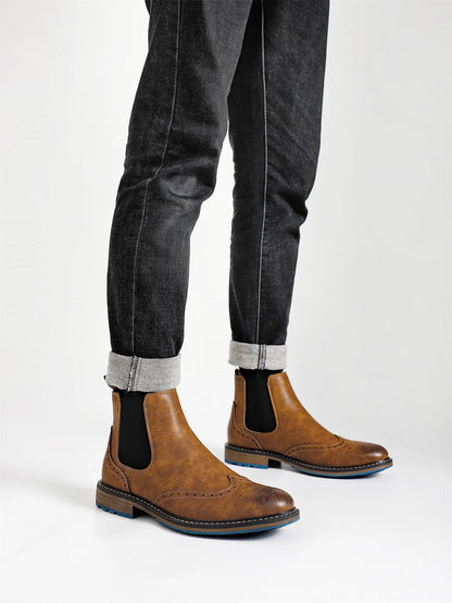 Classic Red Wine Chelsea Boots For Men