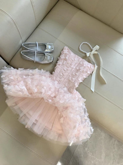 French Elegant Sweet Pink Fairy Dress Women