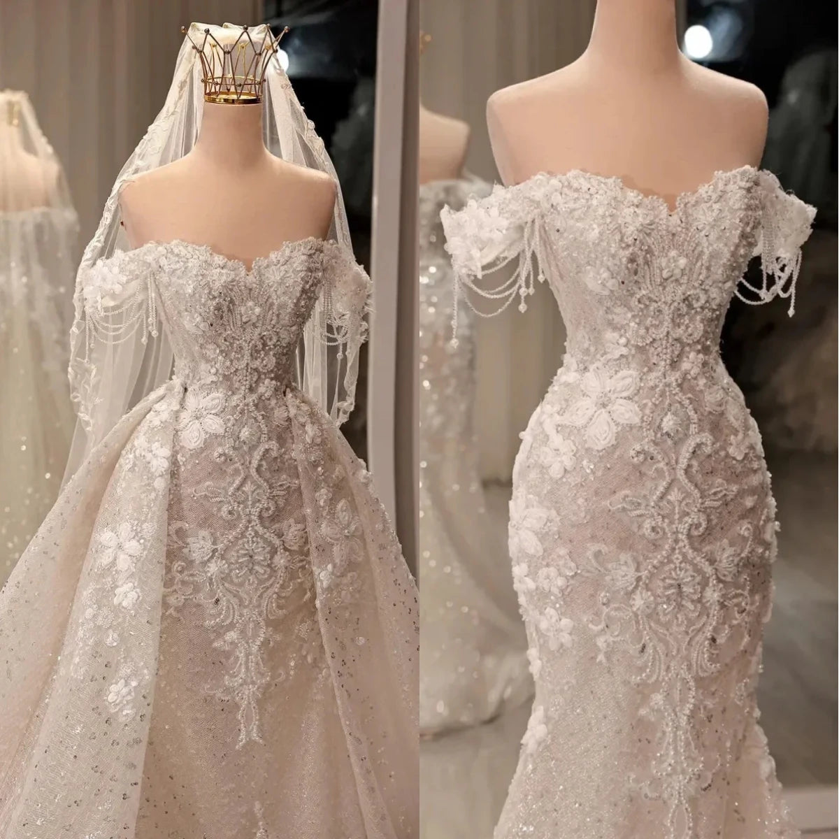 Lace Applique Tassel Wedding Dress