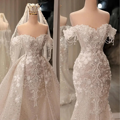 Lace Applique Tassel Wedding Dress