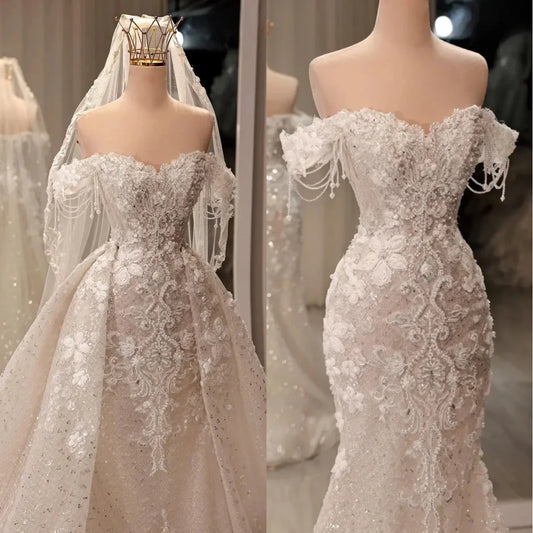 Lace Applique Tassel Wedding Dress