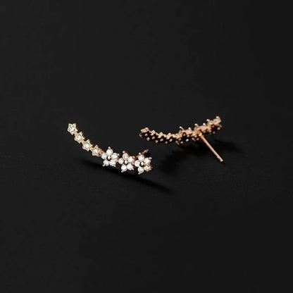 Zircon Flower Star Stud Earrings For Women