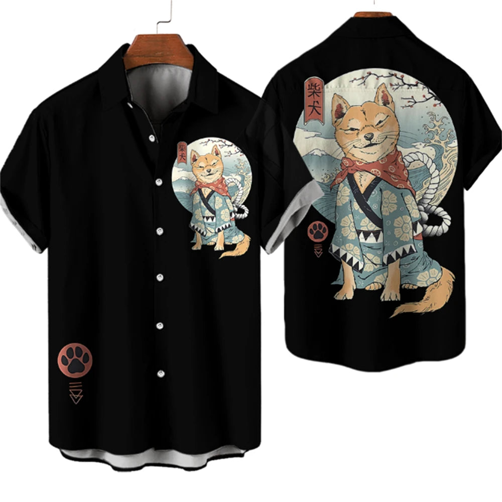 Anime Loose Blouse Hawaiian Shirt for Men