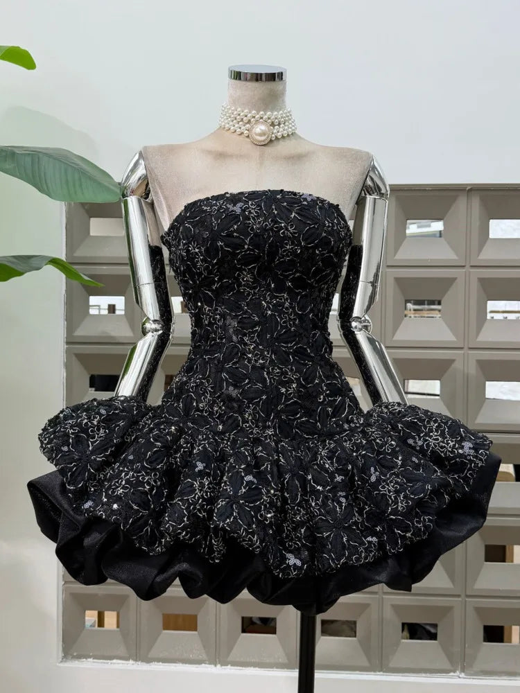 Corset Ball Gown Elegant Lace Peplum Strapless Dress