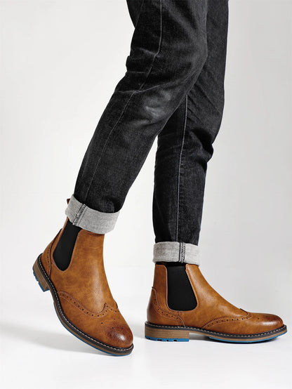 Classic Red Wine Chelsea Boots For Men