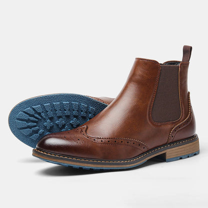 Classic Red Wine Chelsea Boots For Men