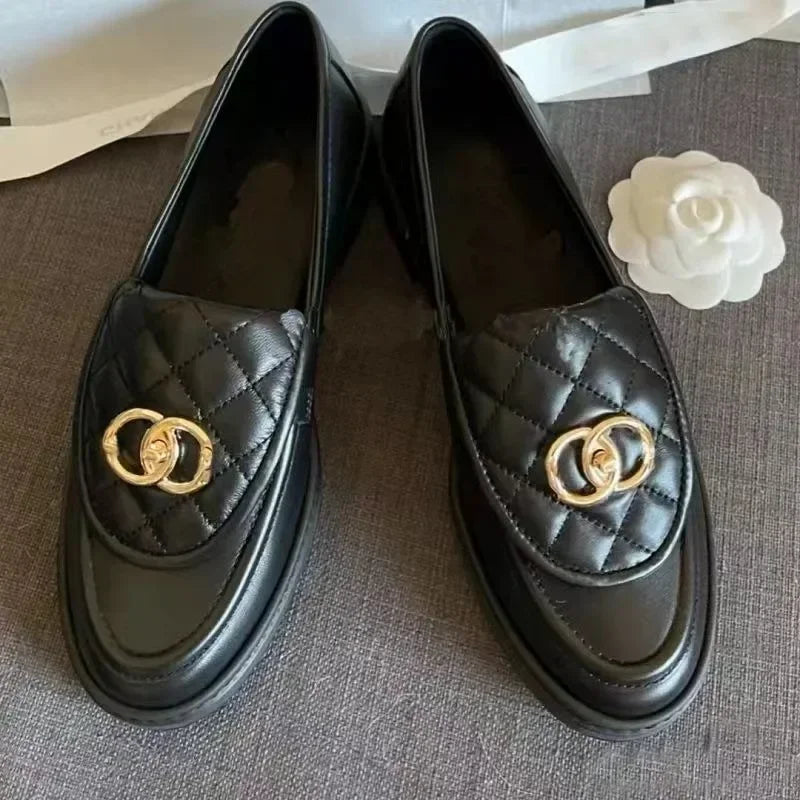 Black Chunky Loafer Thick Sole For Women