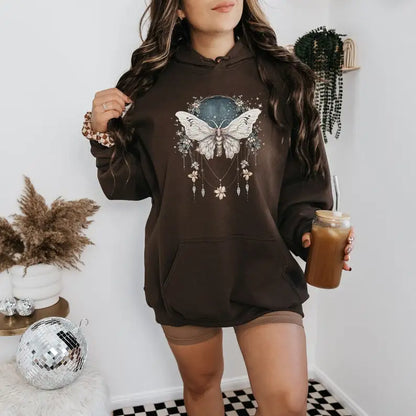 Vintage Boho Dreamy Luna Moth Hoodie for women