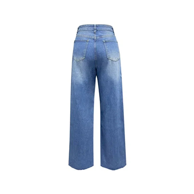 Broken Holes Trend Straight Jeans
