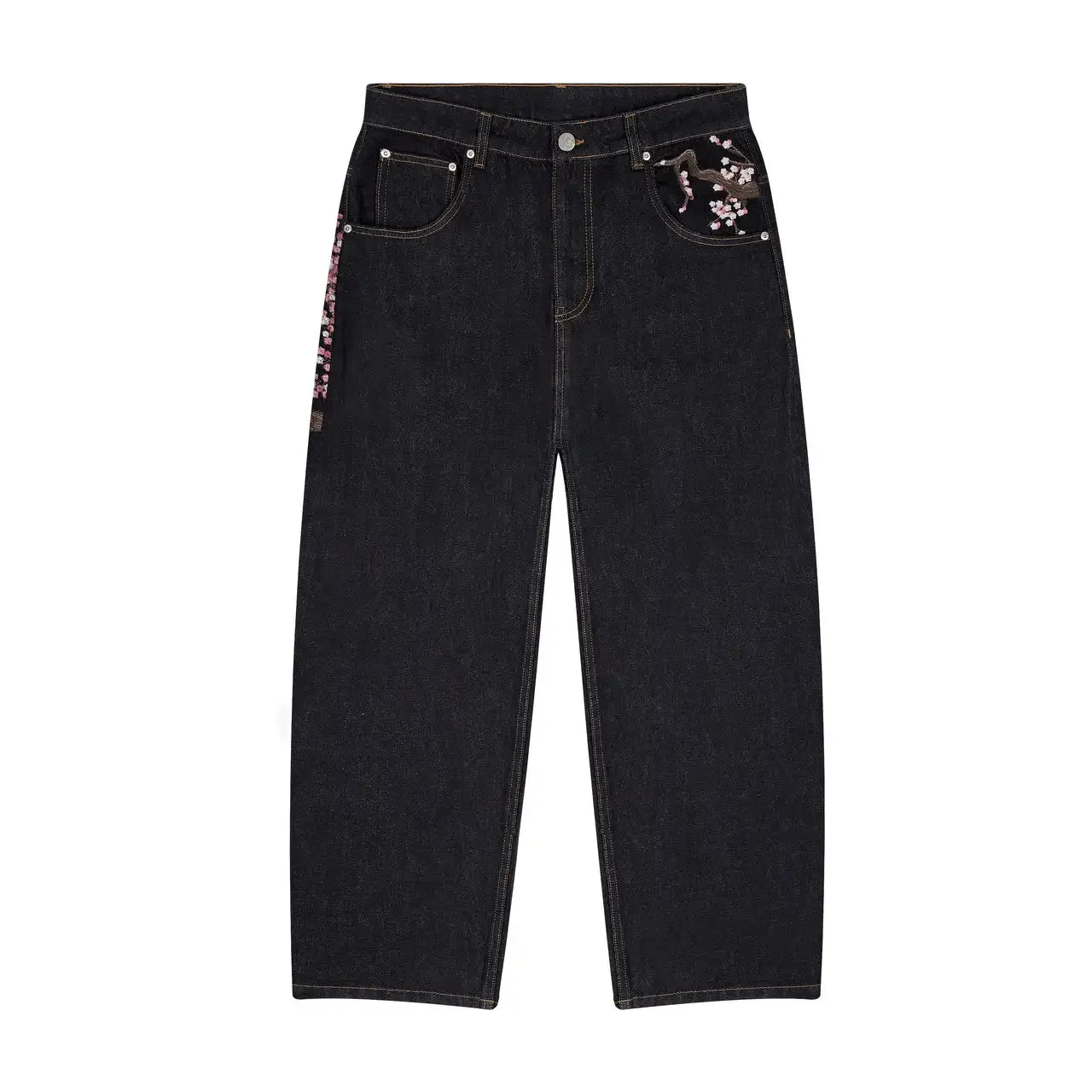 Cherry Blossom Selvedge Embroidery Denim Pants Unisex