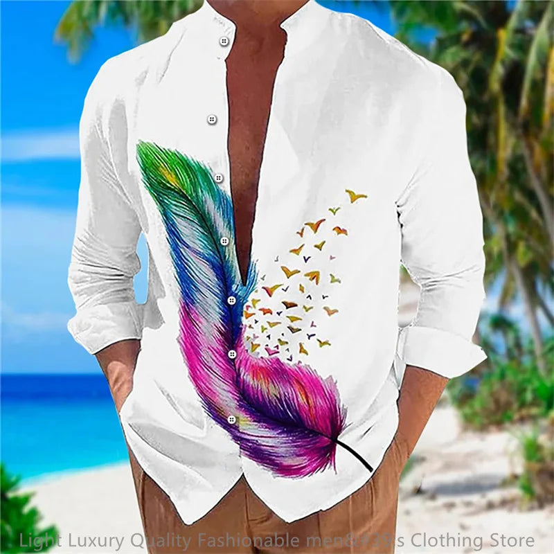 Flower pattern long-sleeved Shirt for Men
