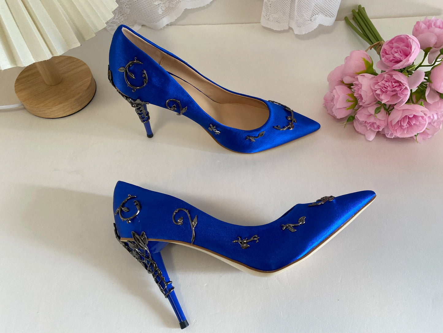 Leaves Metal Heel Pumps For Women