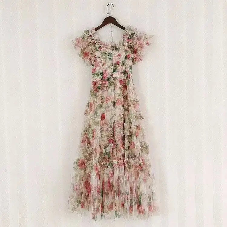 Runway Summer Holiday Floral Long Prom Dress For Women