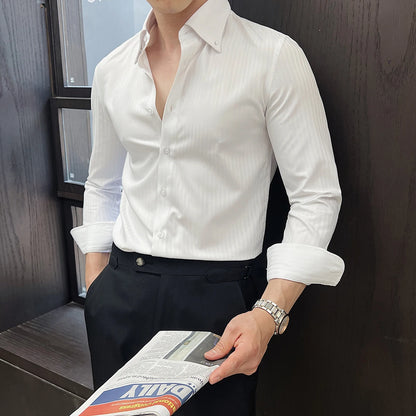 Dark striped slim-fit shirt