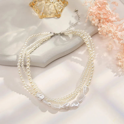 Chokers Retro Neck Imitation Pearls Heart Chain