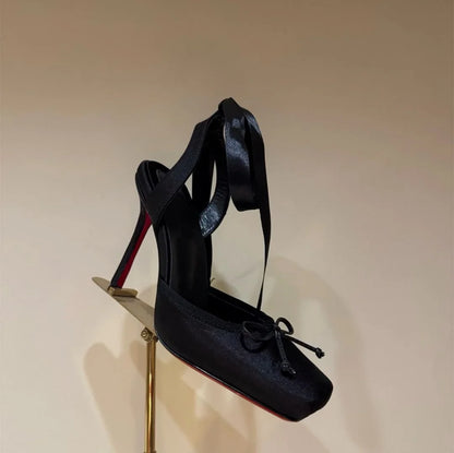 Stiletto Sandals Square Headband Butterfly  Heels