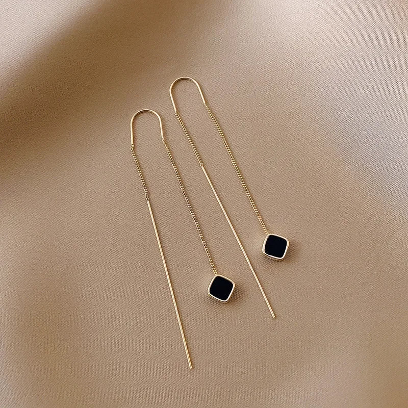 Rose Gold Color Zircon Crystal Threader Earing