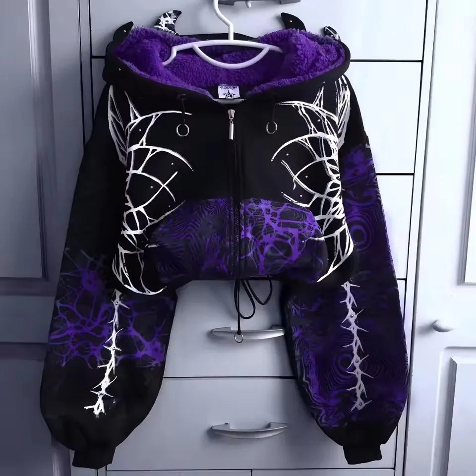 Devil Horn Short Hoodie for Women
