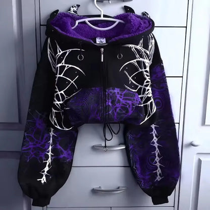 Devil Horn Short Hoodie for Women