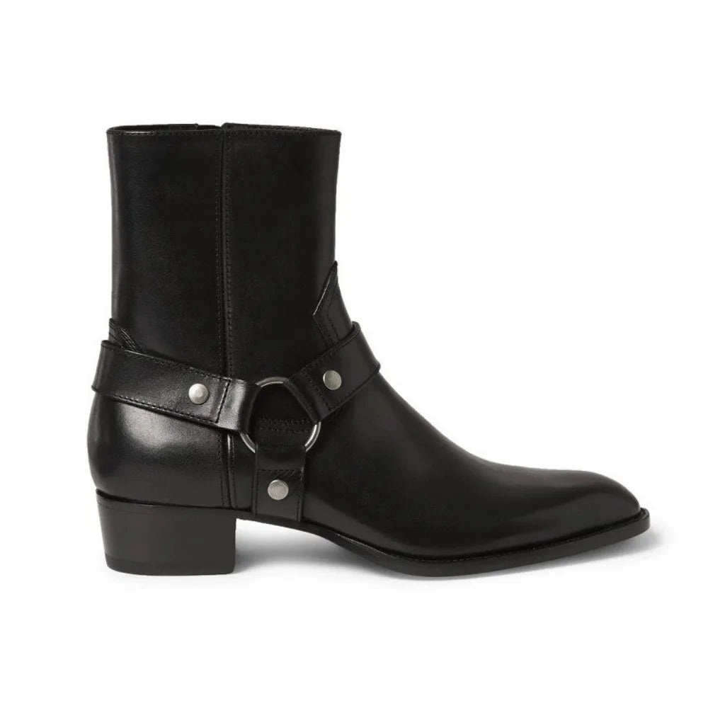 Thick-Soled Pointed-Toed Chelsea British Casual High-Heeled Ankle Boots