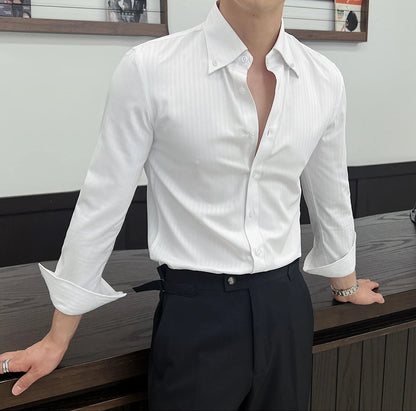 Dark striped slim-fit shirt