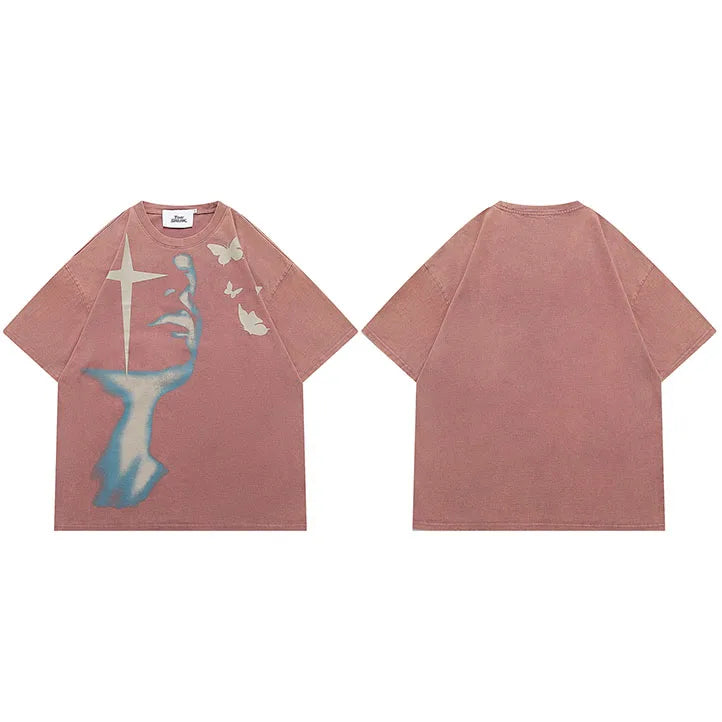 Shadow Butterfly Graphic T-Shirt Retro