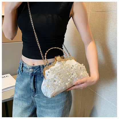 Flowers Diamond Top Handle Bag