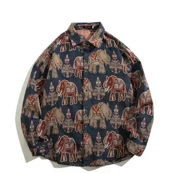 Cuban Vintage Men Loose-fit Shirt Jacket