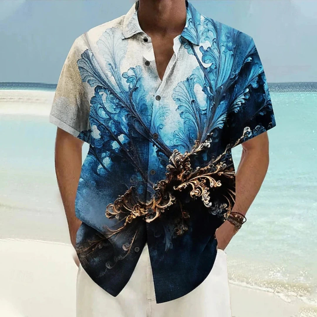 Laser Printed Patterns Summer Loose Men's Shirt