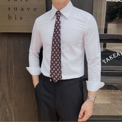 Dark striped slim-fit shirt