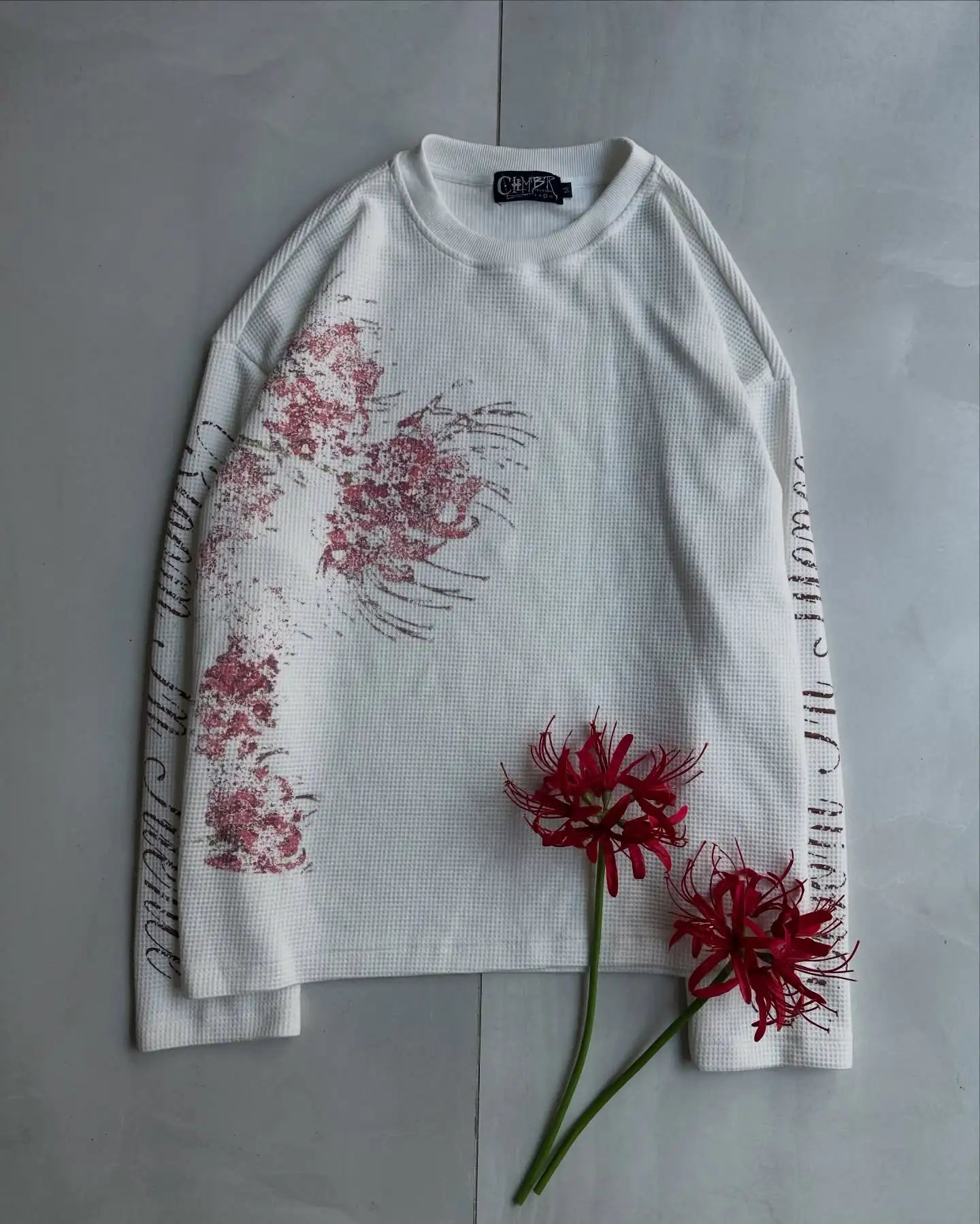 Retro Floral Print Knit Shirt Unisex