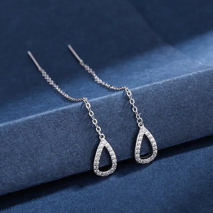 Rose Gold Color Zircon Crystal Threader Earing