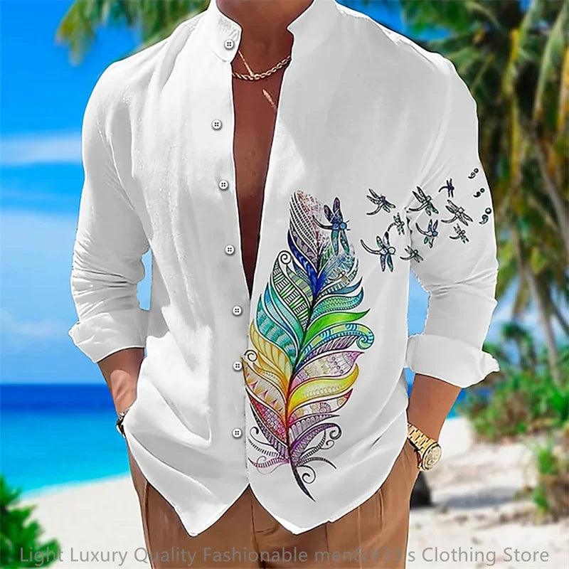 Flower pattern long-sleeved Shirt for Men
