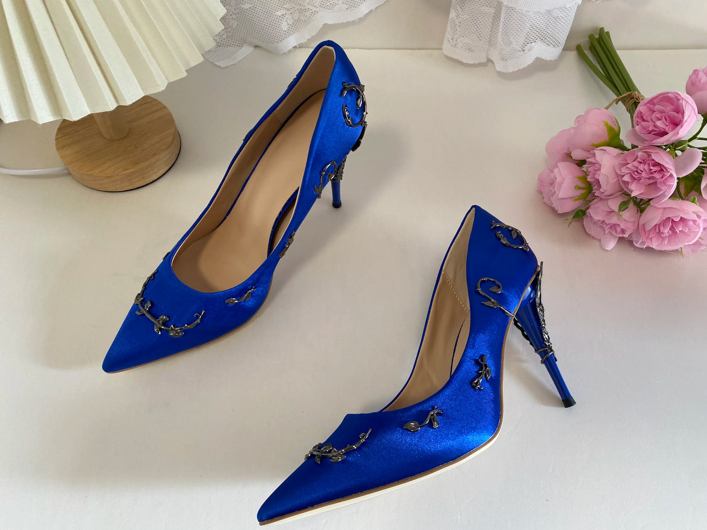 Leaves Metal Heel Pumps For Women