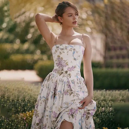 Floral Printed Sexy A-line Dress Women