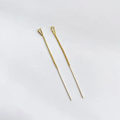 Rose Gold Color Zircon Crystal Threader Earing