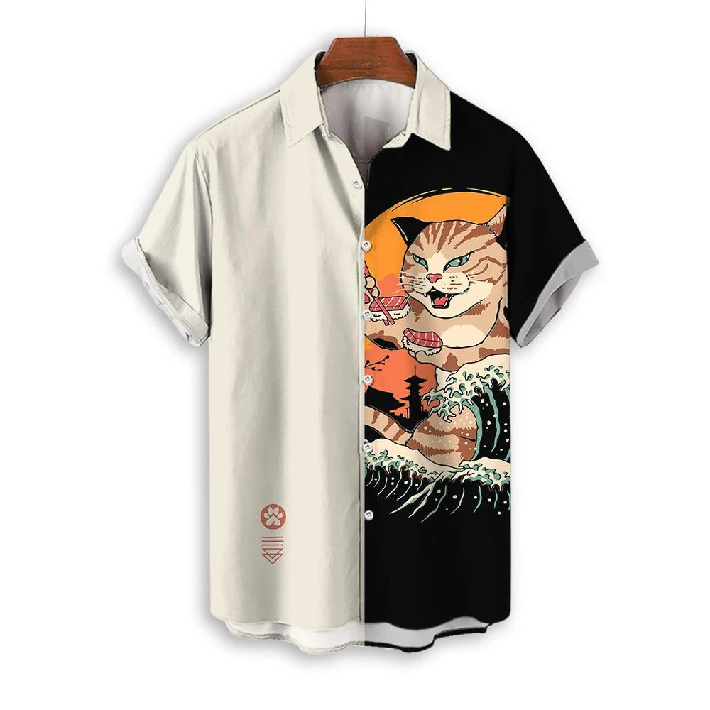 Anime Loose Blouse Hawaiian Shirt for Men