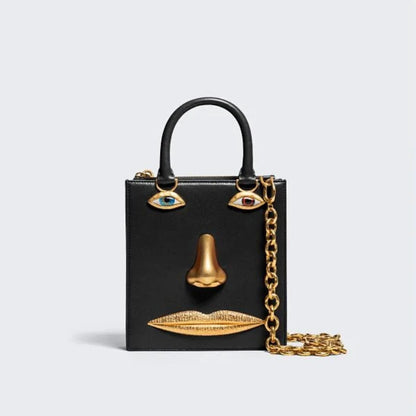 Mini Face Leather Handbag