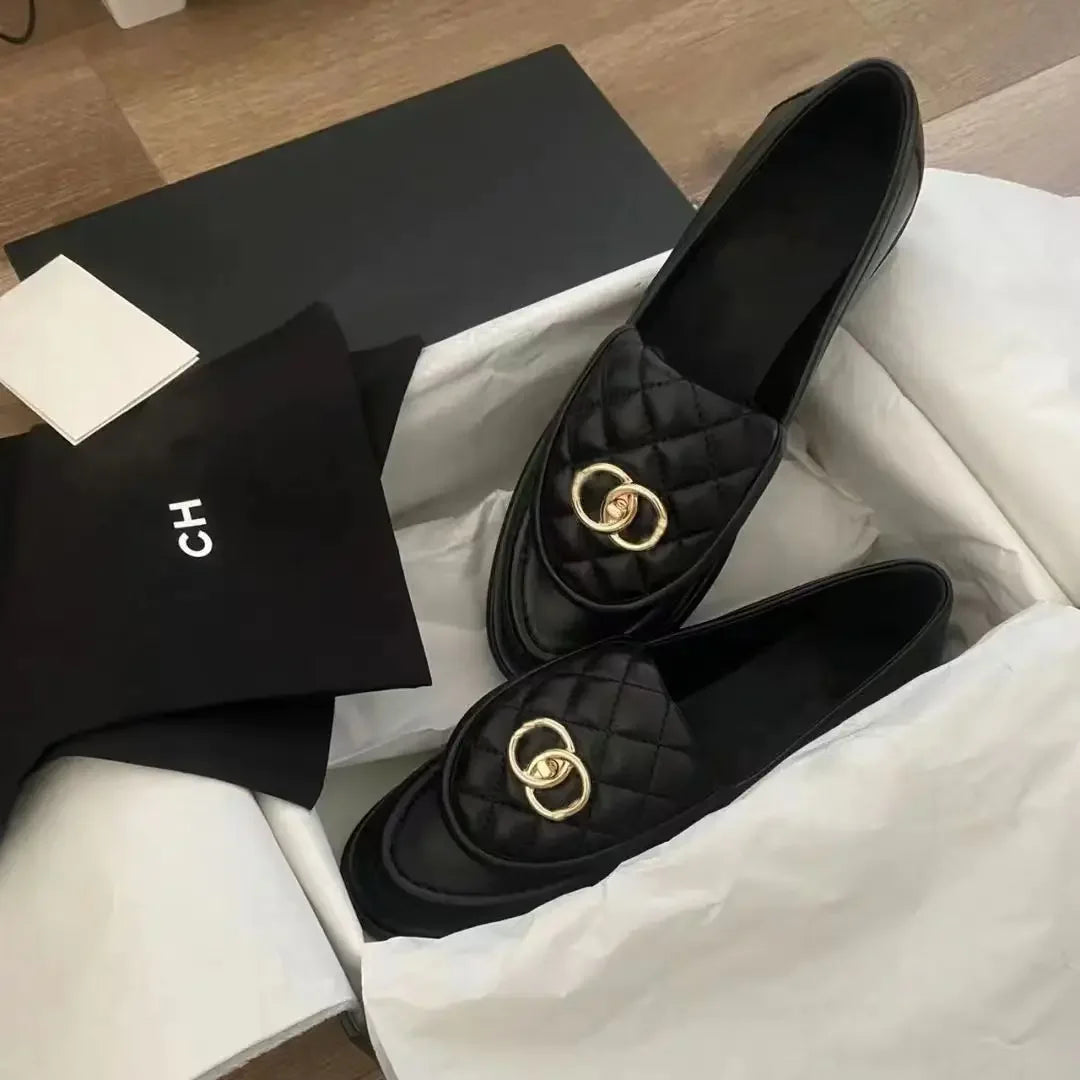 Black Chunky Loafer Thick Sole For Women