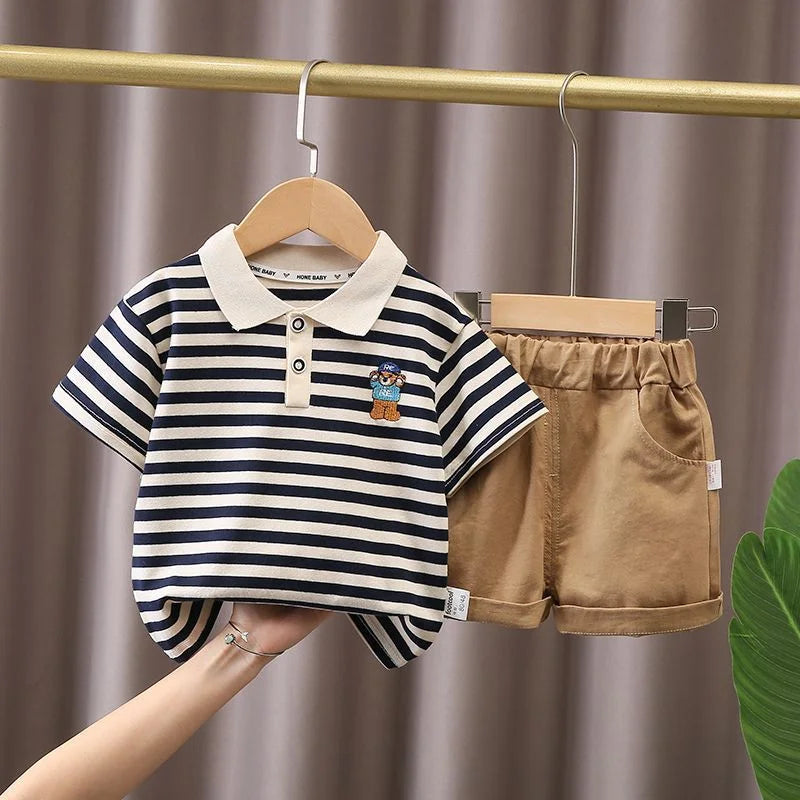 Summer Cotton Short sleeve fashion Suit 2PCS