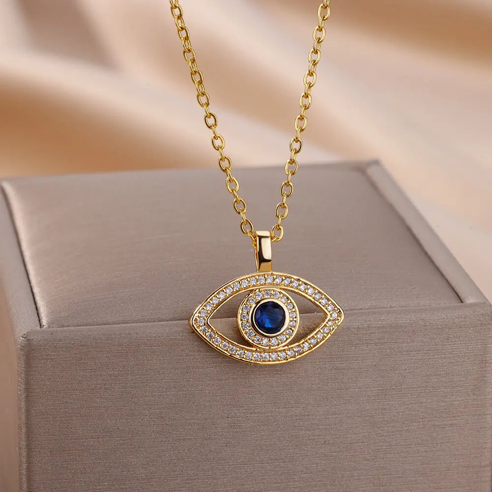 Zircon Evil Eye Pendant Necklace for Women