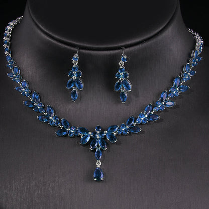 Cubic Zircon Stud Earrings & Necklace