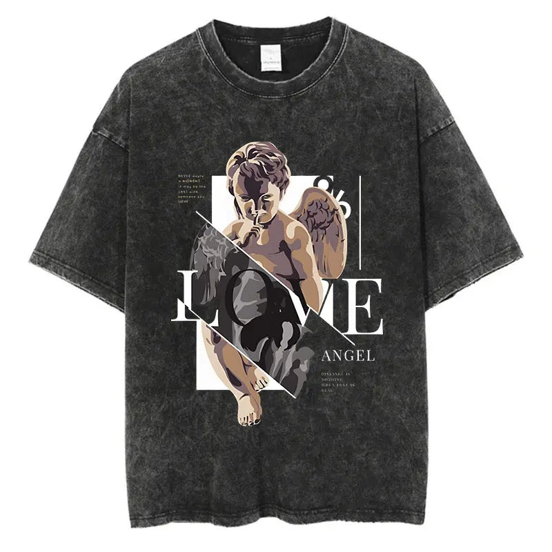 Black Short Sleeve Cotton Loose Tees