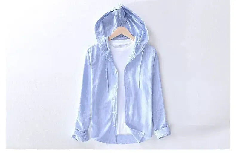 Casual Top Thin Hooded Striped Jacket