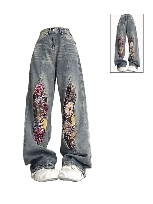 Women Blue Patchwork Jeans