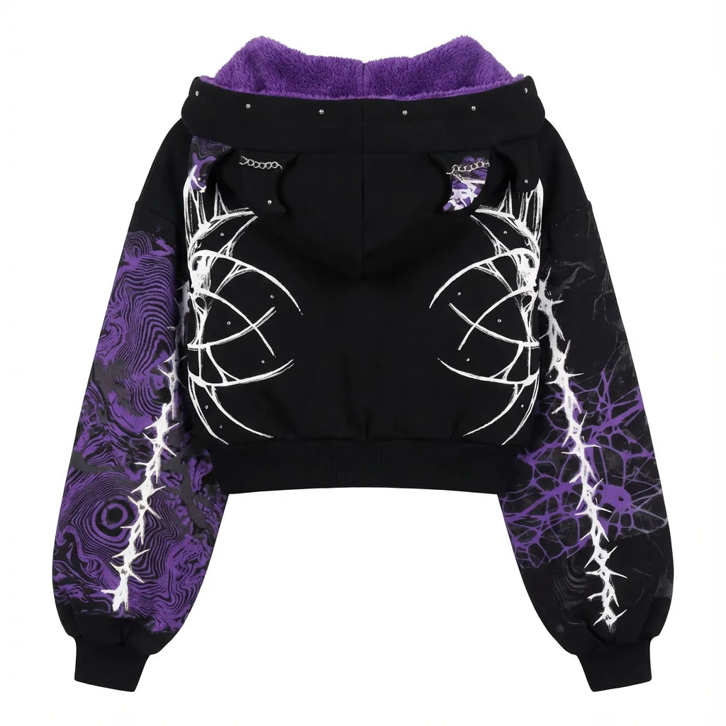 Devil Horn Short Hoodie for Women