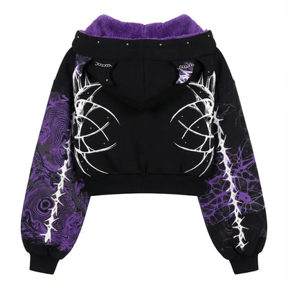 Devil Horn Short Hoodie for Women